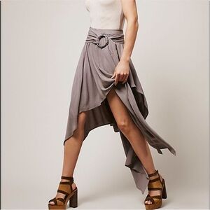 Free People Madison Asymmetrical Grey Ring Skirt NWT Women’s 6